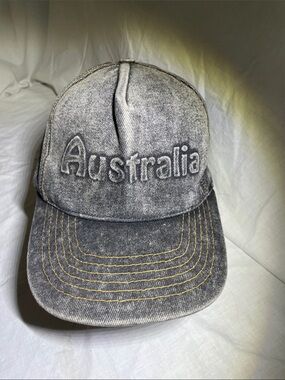 Gray Denim 'Australia' Embroidered Baseball Cap